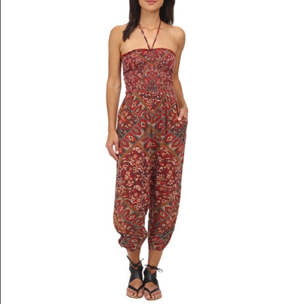 Free People Balloon Gauzy Jumpsuit Ruby